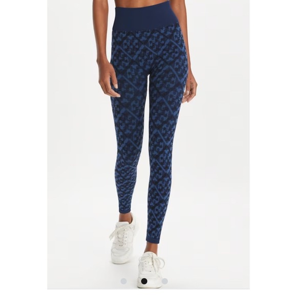Tory Burch Seamless Legging XS Prismatic T Monogram Jacquard High Waist Italy - Picture 3 of 11